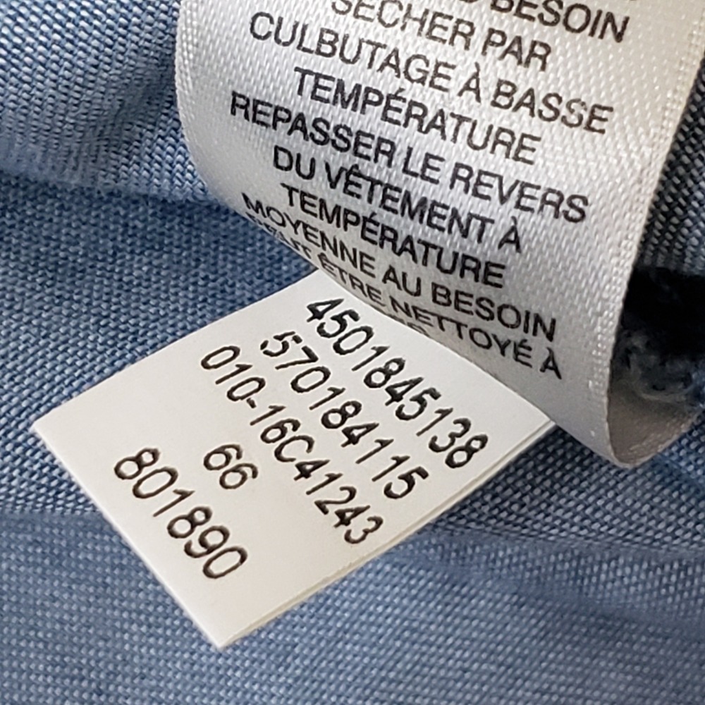 Chicos Chambray Ruffle Denim Shirt Women 2 L/US12 Button Up Blue Long Sleeve - Picture 5 of 9